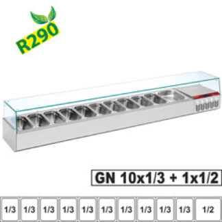 Refrigerated structure GN 10x 1/3, 1x 1/2 with right glass