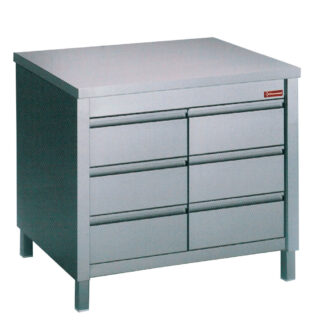 Working table on cupboard with 6 drawers