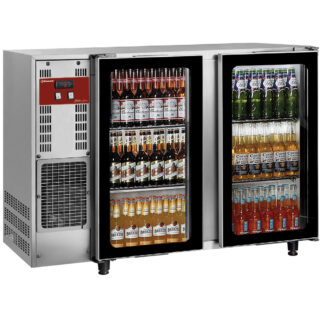 Bottle cooler, stainless steel, 2 glass doors, 375 liters