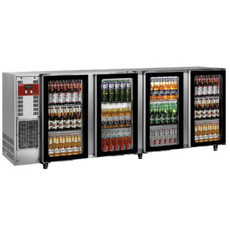 Back Bar Cooler, stainless steel, 4 glass doors, 783 liters