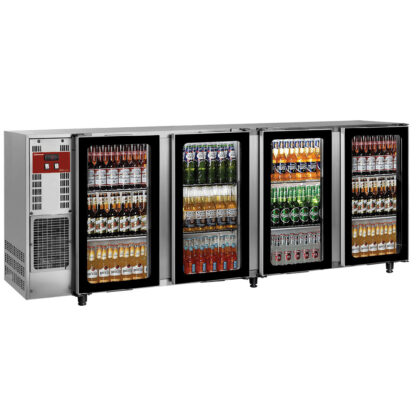 Back Bar Cooler, stainless steel, 4 glass doors, 783 liters