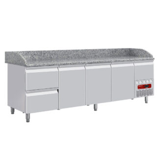 Refrigerated tables 3 doors 600x400, 2 neutral drawers (8x trays 600x400) + utensils drawer