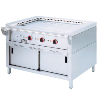 Electric "Teppanyaki" plate, 3 areas (3x 4,7 kW), on cupboard