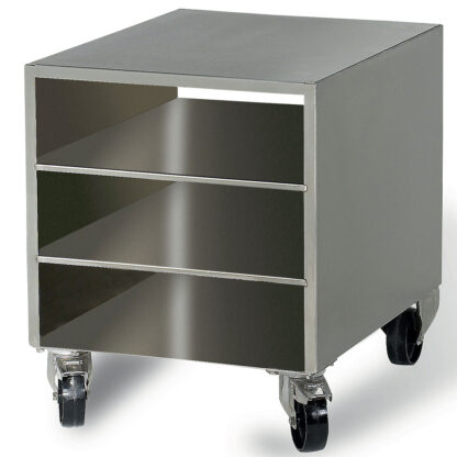 Support in stainless steel for vacuum machine, on wheels, removable