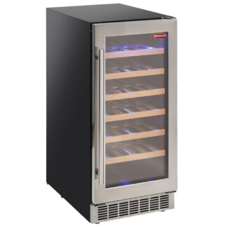 Wine cabinet, ventilated, stainless steel door, 106 Lt., BLACK