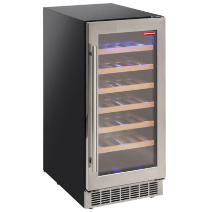 Wine cabinet, ventilated, stainless steel door, 106 Lt., BLACK