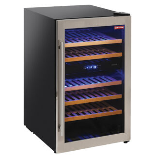 Wine cabinet, ventilated, stainless steel door, 140 Lt., 2 TÂ°, - BLACK