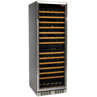 Glazed wine cellar, ventilated, 375 Lt., door in stainless steel, 2 TÂ°, BLACK