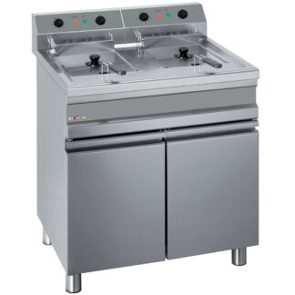 Friteuse ?lectrique 2 cuves de 14 litres sur armoire