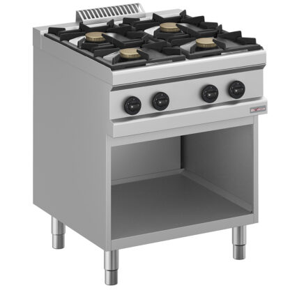 Gas range 4 burners, on open cupboard