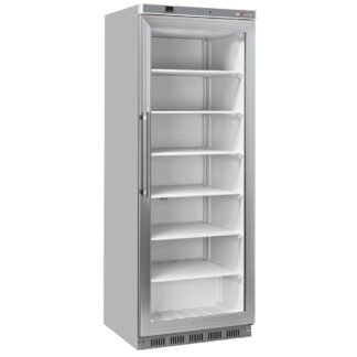 Freezer cabinet, glass door, static, 400 liters - Stainless steel