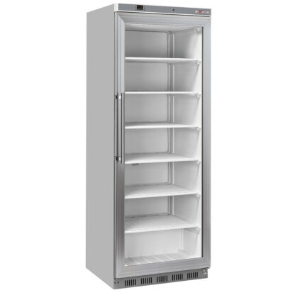 Freezer cabinet, glass door, static, 400 liters - Stainless steel