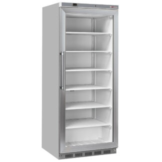 Freezer, static, glass door, 600 liters - stainless steel