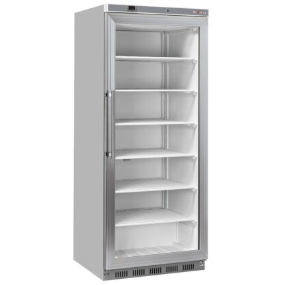 Freezer, static, glass door, 600 liters - stainless steel