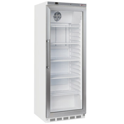 Ventilated refrigerator, glass door, 400 liters - white