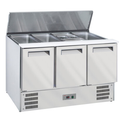 Refrigerated saladette with lid 4x GN1/1-150 mm + reserve 3 doors GN 1/1