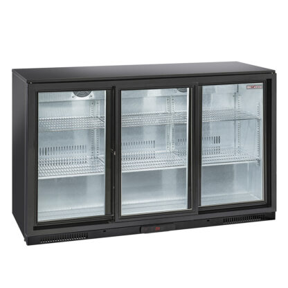 Ventilated "back bar" bottle cooler, 3 sliding glass doors