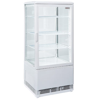 Vitrine de table ventil?e 4 niveaux, 4 faces vitr?es, ?80 litres - BLANCHE