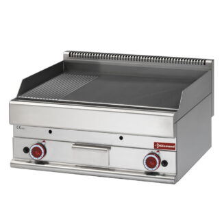 Gas cooking plate 2/3 flatt - 1/3 ribbed -Top- hard chrome "50 Âµm"