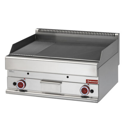 Gas cooking plate 2/3 flatt - 1/3 ribbed -Top- hard chrome "50 Âµm"