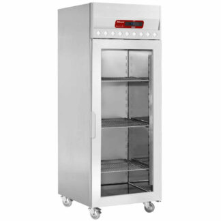 Ventilated refrigerator 700 liters, 1 glass door (GN 2/1), on wheels