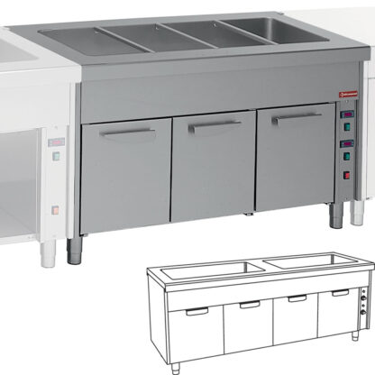 Bain Marie on hot cupboard 2x 3 GN 1/1
