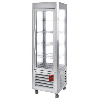 Panoramic display, 5 shelves, 360 LT, Stainless steel.