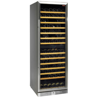 Glazed wine cellar, ventilated, 375 Lt., door in stainless steel, 2 TÂ°, BLACK