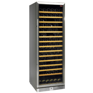 Glazed wine cellar, ventilated, stainless steel carriage, 375 Lt., BLACK