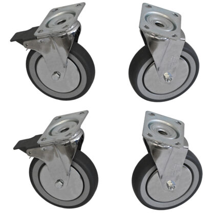 Kit 4 wheels "chromium-plated" for cupboard, 2 brakes