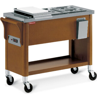Wooden trolley, bain marie tray 3x GN 1/2