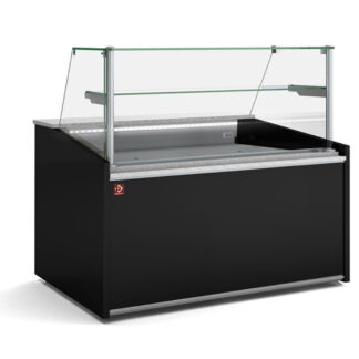 Ventilated display counter, high glass, with storage - BLACK
