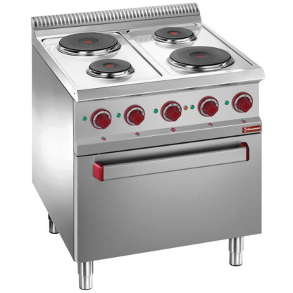 Hobs x4 on electric oven GN 2/1 and grill