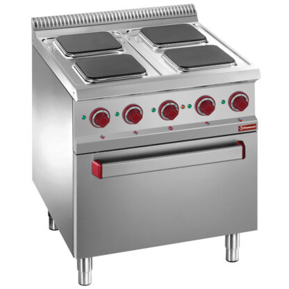 Electric cooking hob x4 square plates on electric oven GN 2/1 and grill