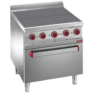 Electric stoves 4 plates aligned with the top, on convection oven GN 1/1