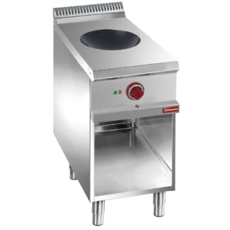 Induction wok, on open cupboard