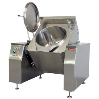 Electric boiling pan with mixer, 300 L., indirect heating