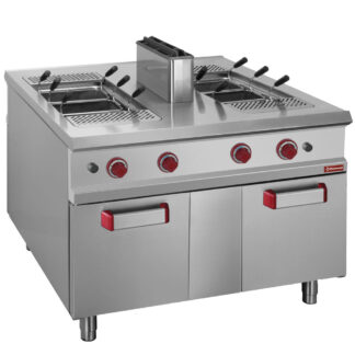 Gas pasta cooker, 2 tanks 40 liters, on cupboard - PASS-THROUGH