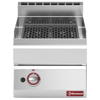Gas steam grill, with cast iron cooking grid -Top-
