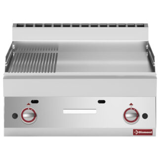 Gas cooking plate 2/3 flat and 1/3 ribbed -Top-