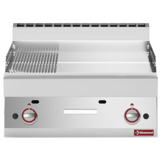 Gas cooking plate 2/3 flatt - 1/3 ribbed -Top- hard chrome "50 Âµm"