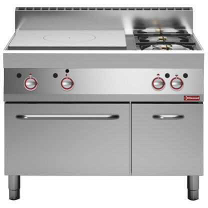 Gas range with cooking hob, 2 burners, gas oven, neutral cupboard