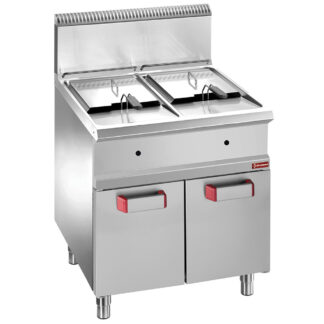 Gas fryer 2 tanks 14 liters on cupboard