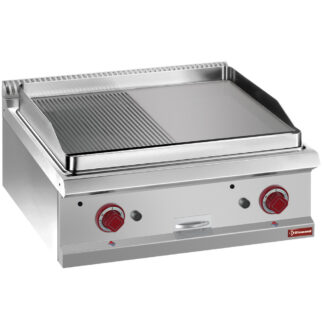 Gas fry top 1/2 smooth and 1/2 ribbed, module 1/1  -TOP-