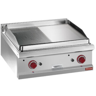 Gas fry top, 1/2 smooth 1/2 ribbed, hard chromed plate, module 1/1  -TOP-