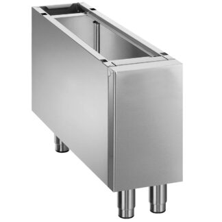 Closed base on removable feet in stainless steel