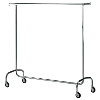 Clothes hanger on dismountable castors, chromed