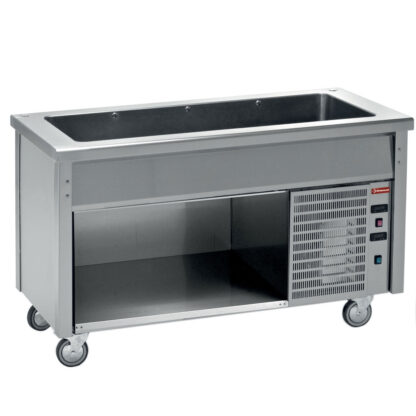 Element with refrigerated deep tank on open cupboard