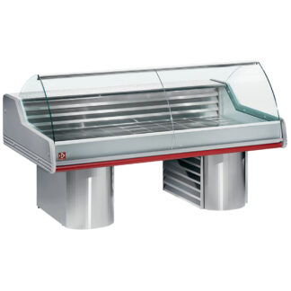 Refrigerated display counters with curved glass, on bases