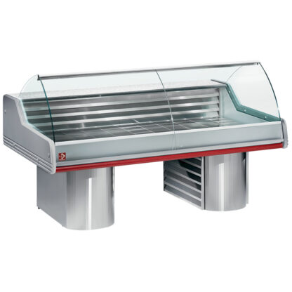 Refrigerated display counters with curved glass, on bases